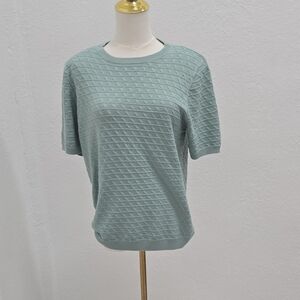 Alfred Dunner Soft Seafoam Short Sleeve Knit Top